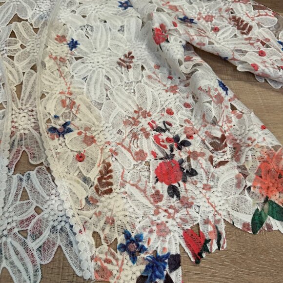 CHRIS MCLAUGHLIN WOMENS XL LACE FLORAL CARDIGAN WHITE - Picture 3 of 10